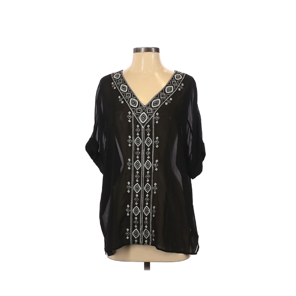 White House Black Market Embroidered Blouse Size XS